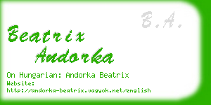 beatrix andorka business card